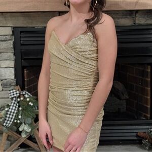 Elegant Gold Kids Dress Lucy in the Sky